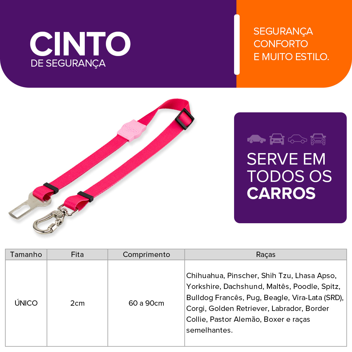 Cinto de Segurança Pet Rose Mood Pet