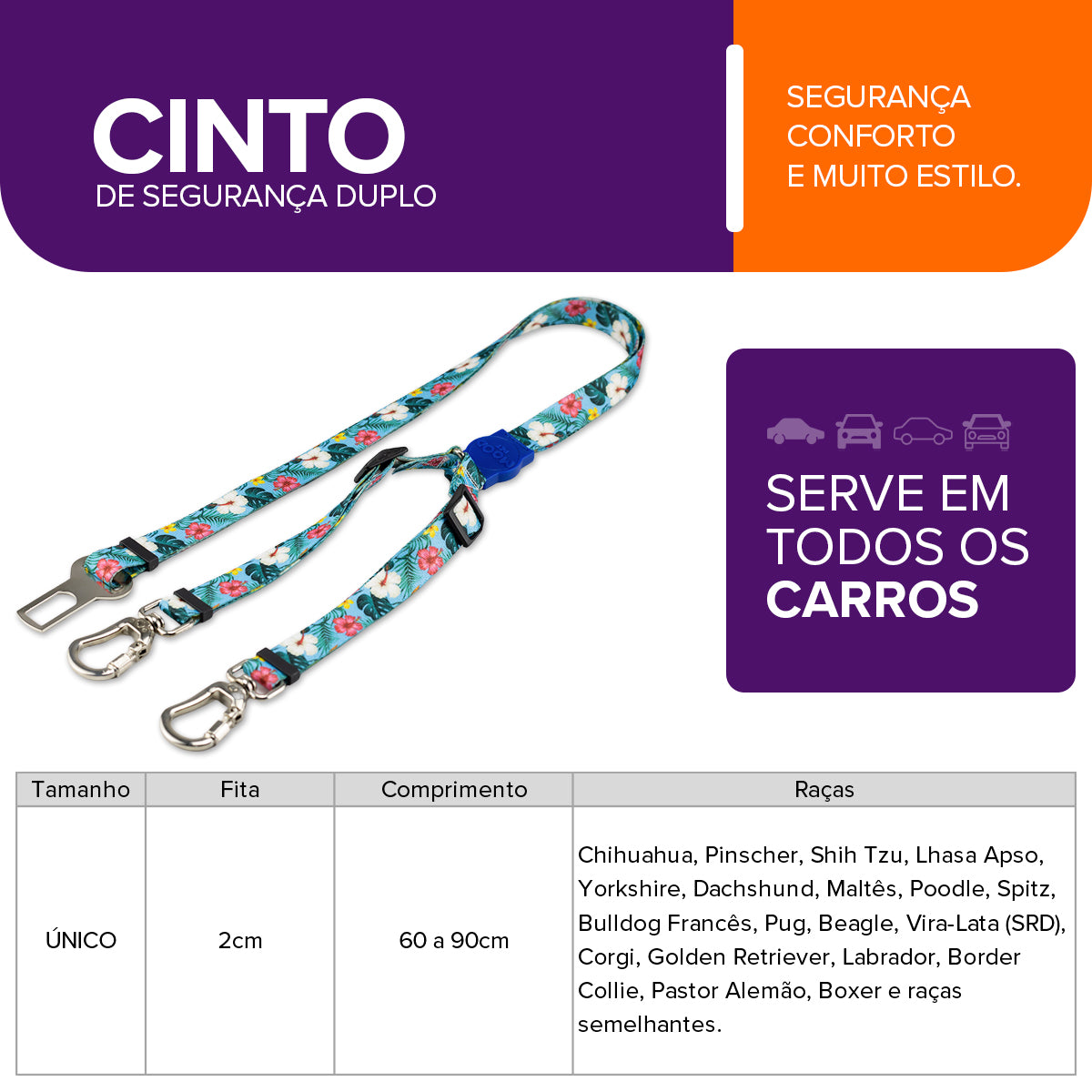 Cinto de Segurança Duplo Sunny Blue Mood Pet