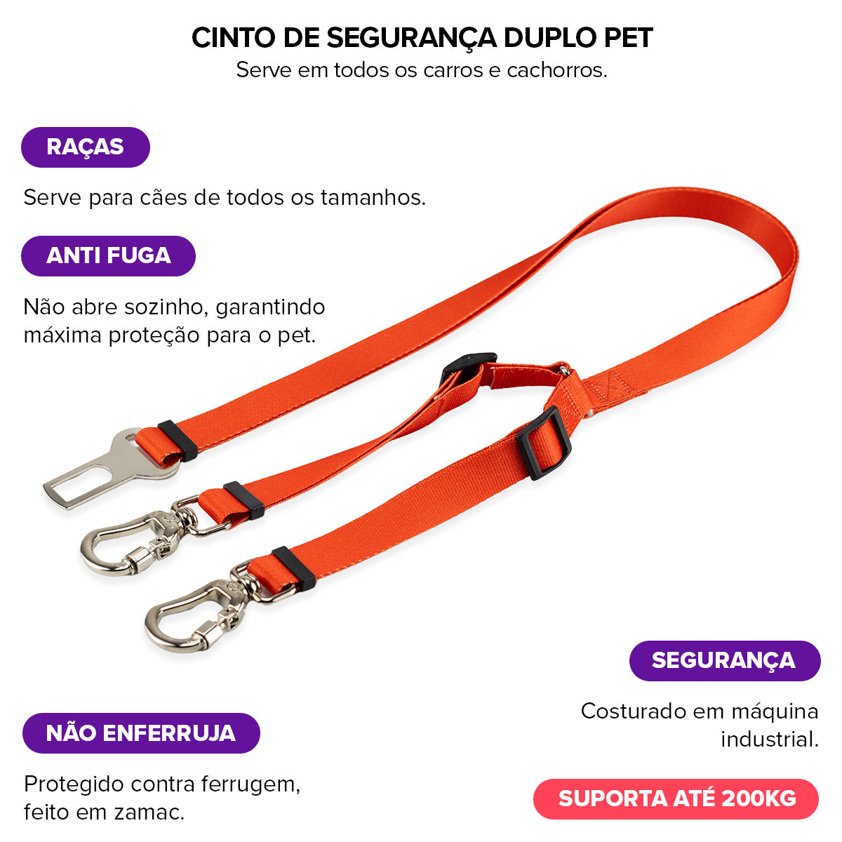 Cinto de Segurança Duplo Vermelho Basic Pet